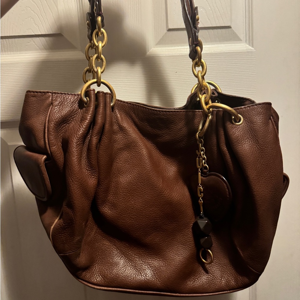 Juicy Couture Brown Shoulder Bag with Heart Charm